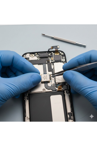 iPhone 17 Plus Taptic Engine Replacement Process Showing Internal Repair Components.