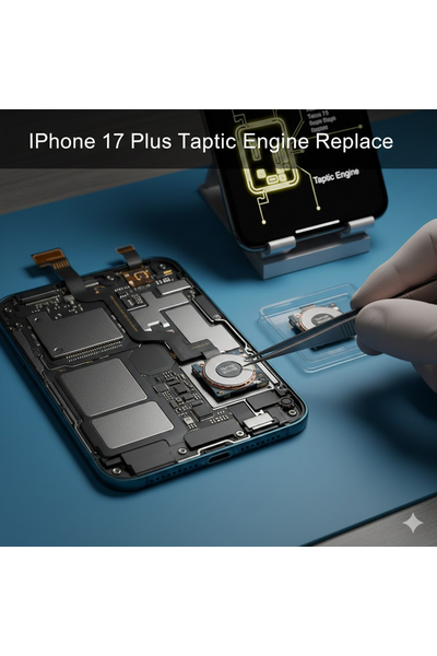 IPhone 17 Plus Taptic Engine Replacement Process Showing Internal Repair Components.